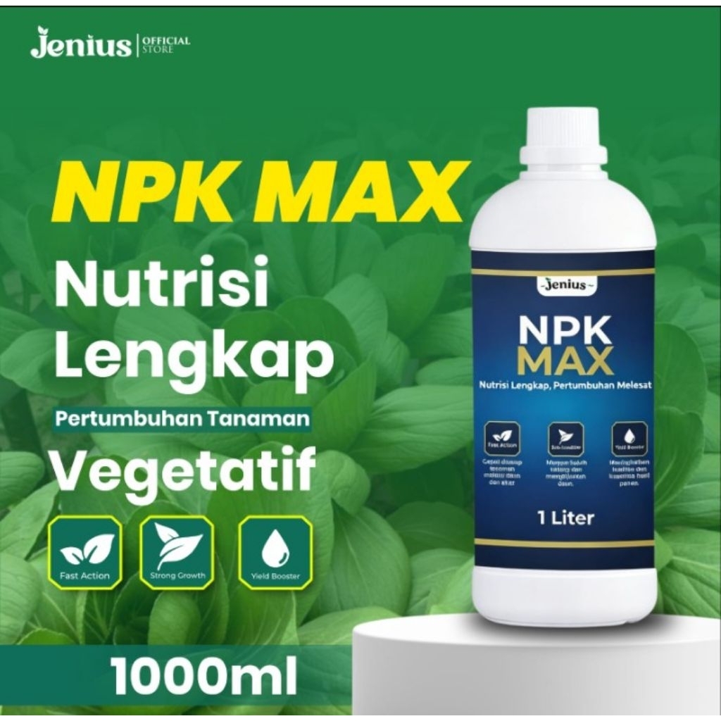 JENIUS NPK MAX-pupuk NPK cair premium- 1000 ml -perangsang akar,batang,daun dan anti stress tanaman