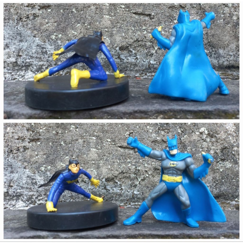 Figure Mainan set dapat 2pc figure Justice League Batman + Batgirl KFC, Chaki Kidsmeal Original Dc C