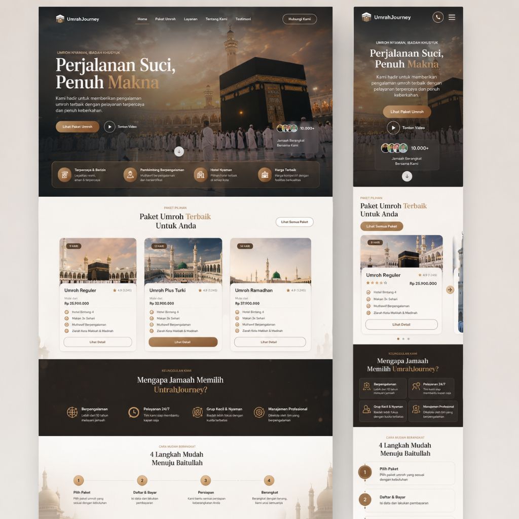 Website Travel Umroh - Gratis Domain & Hosting - SEO Google - Web Haji - Web Wisata Religi - Jasa Bu