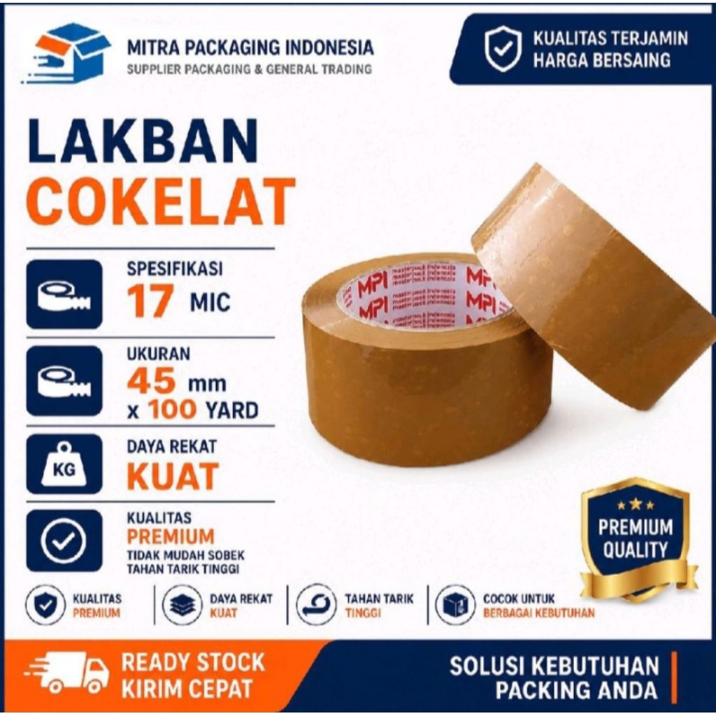 Lakban Coklat 17 Micron ukuran 45mm x 100 yard , Lakban untuk kebutuhan packing
