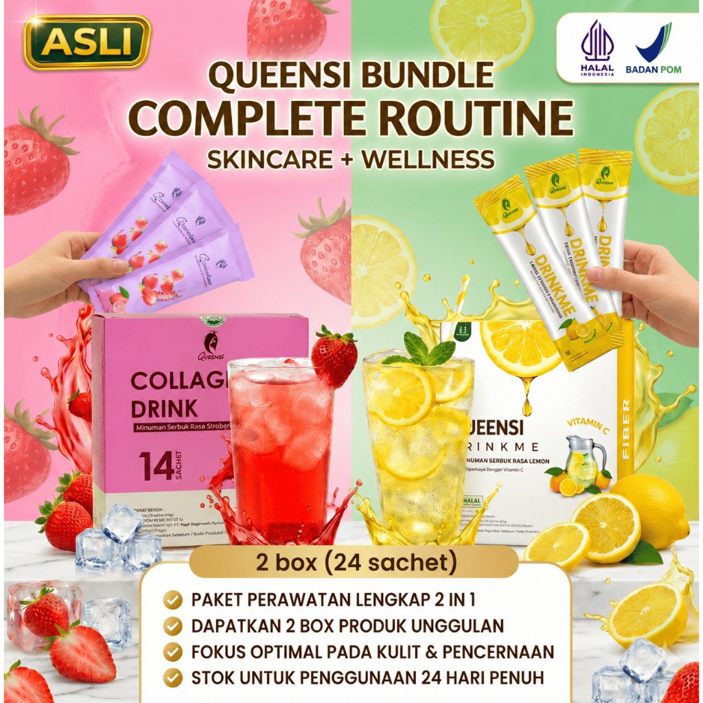 BUNDLING QUEENSI FIBER ISI-10 SACHET & QUEENSI COLLAGEN ISI-14 SACHET
