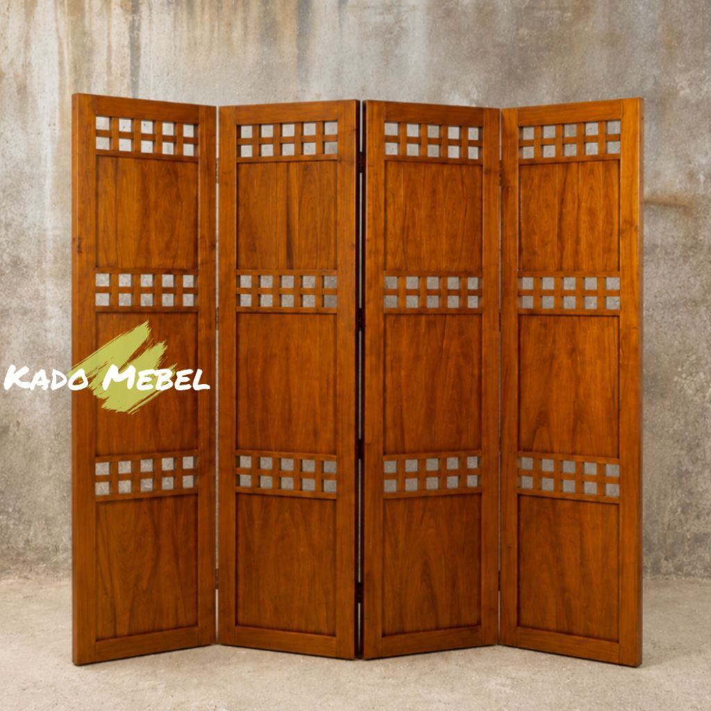 sketsel minimalis kayu jati partisi dekorasi modern