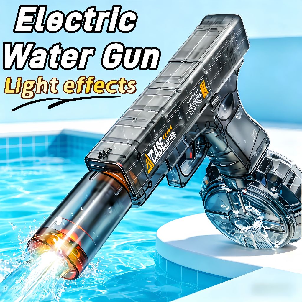 Pistol air elektrik Glock mainan anak-anak dengan lampu semprotan air kontinu otomatis dengan lampu