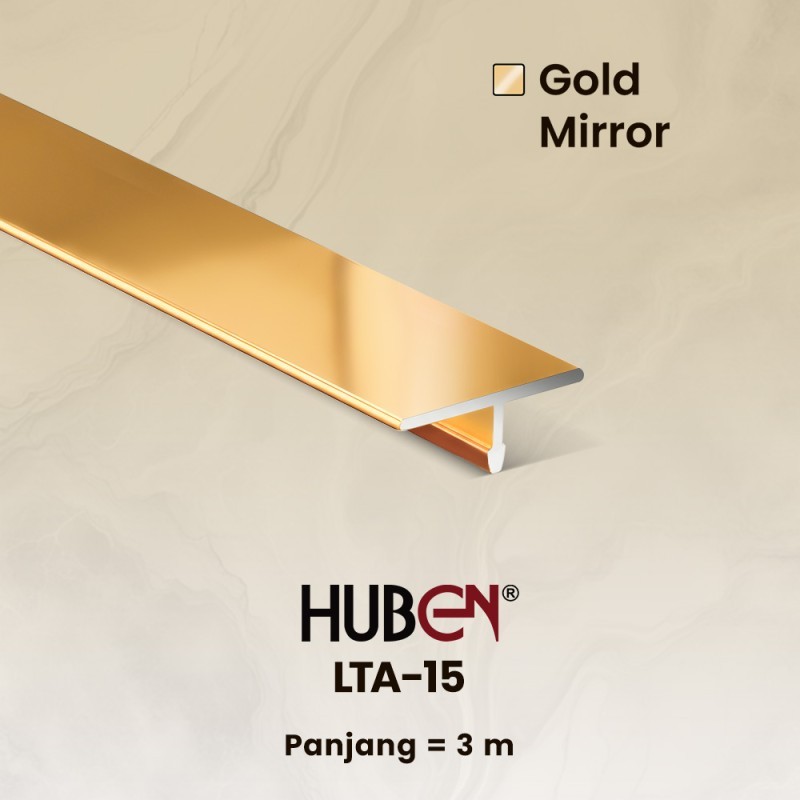 Huben List T Aluminium 15mm LTA-15 Gold Mirror