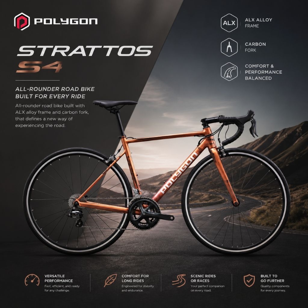 Sepeda Roadbike Polygon Strattos S4 Bronze 2 x 10 Speed 700c