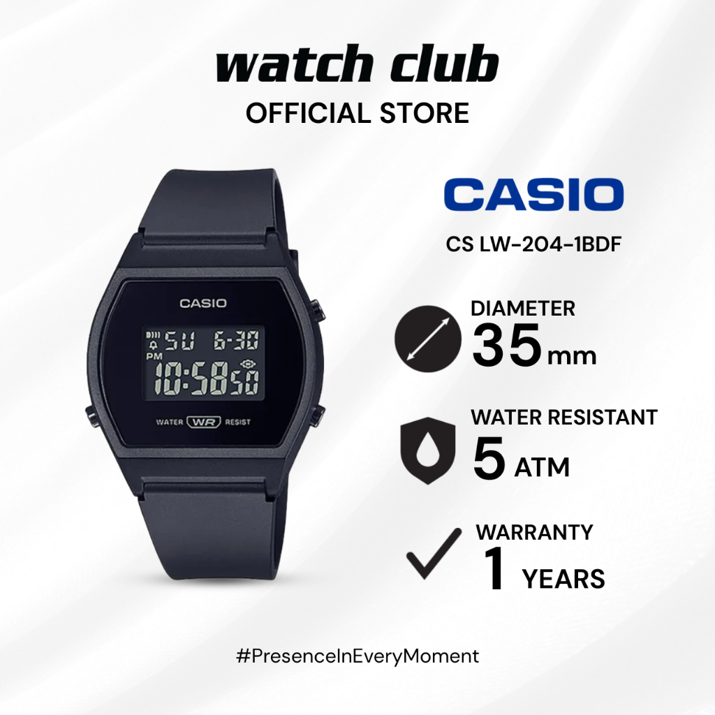 Casio - Jam Tangan WANITA Tali Resin CASIO General Digital LW-204-1BDF