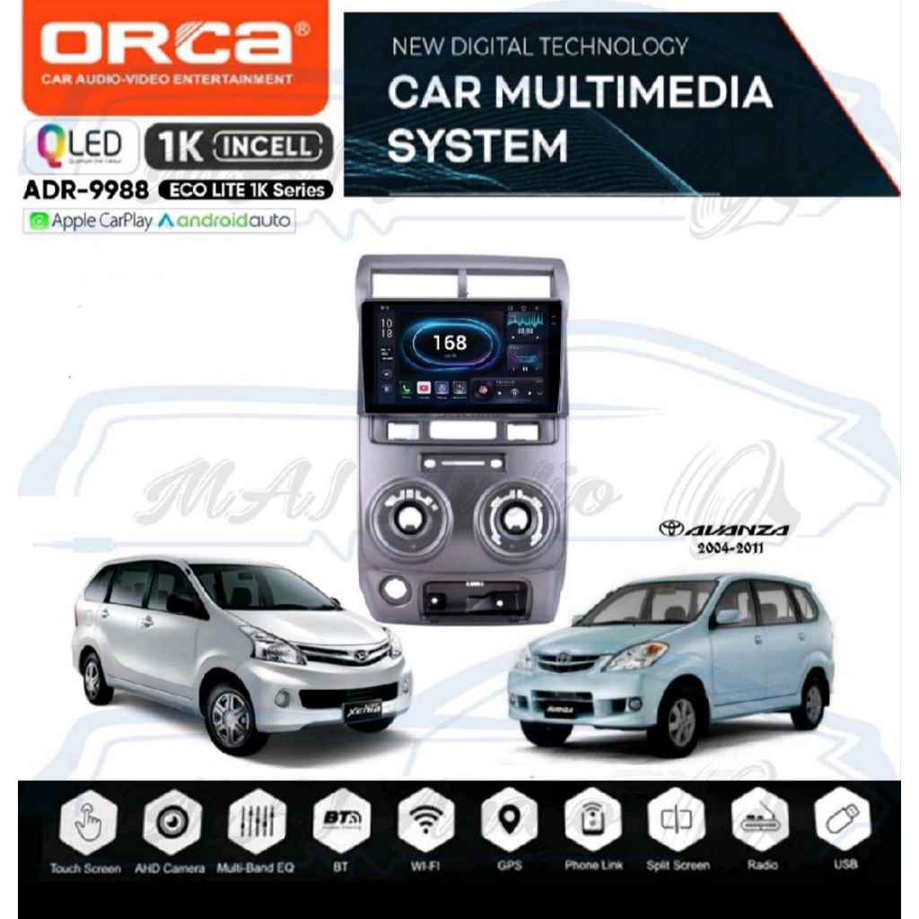 HEAD UNIT TAPE TV MOBIL ANDROID MERK ORCA/DHD/SKELETON UNTUK TOYOTA AVANZA DAIHATSU XENIA LAMA 2004-