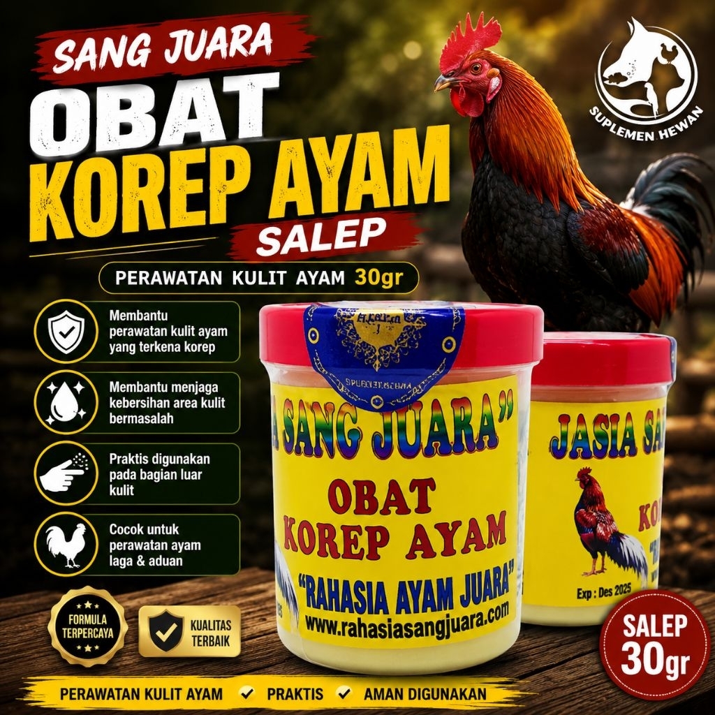 Obat Korep Ayam Salep 30gr – Salep Kulit Ayam Bangkok Aduan Laga – Perawatan Korep Jamur Kerak Kulit