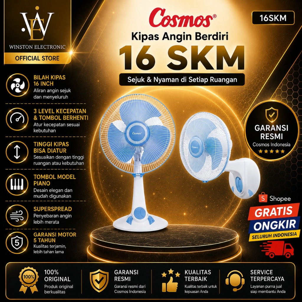 Cosmos Kipas Angin 16SKM/16SKM/16 SKM/16 SKM/16SKM/16SKM Stand Fan 16inch/COSMOS KIPAS ANGIN ORI
