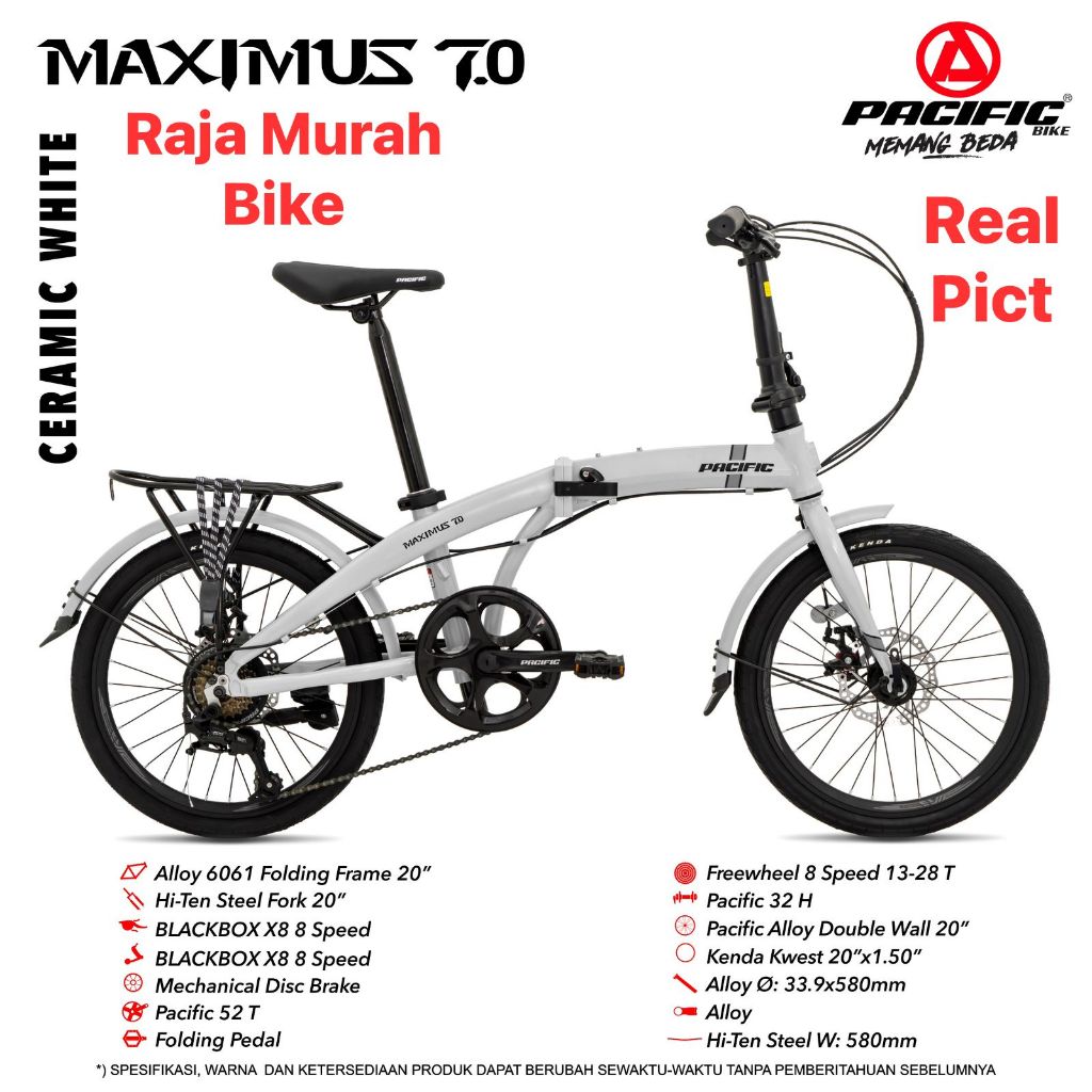 Sepeda Lipat 20 Inch Maximus 7.0 8Speed Sepeda Folding Bike Pacific Maximus 7.0 20 Inch