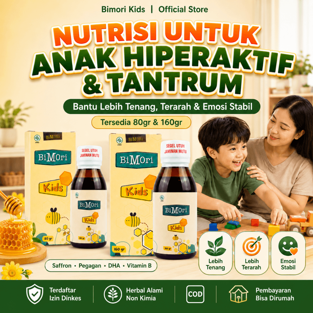 Bimori Kids 80gr/160gr Nutrisi Anak Hiperaktif & Tantrum | Bantu Anak Lebih Tenang, Terarah & Emosi 