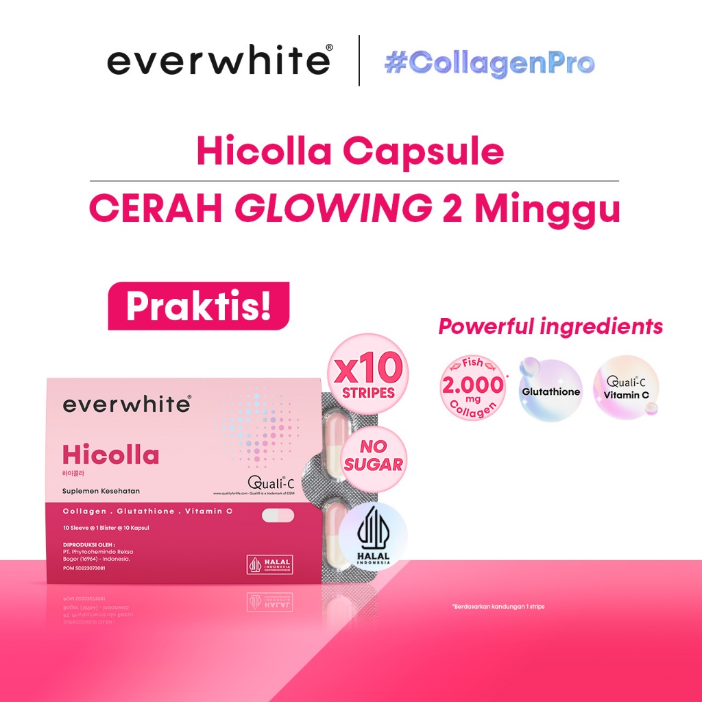 Everwhite Hicolla Kapsul Minuman Kolagen Pencerah Kulit - Collagen Kapsul 10 Stripes