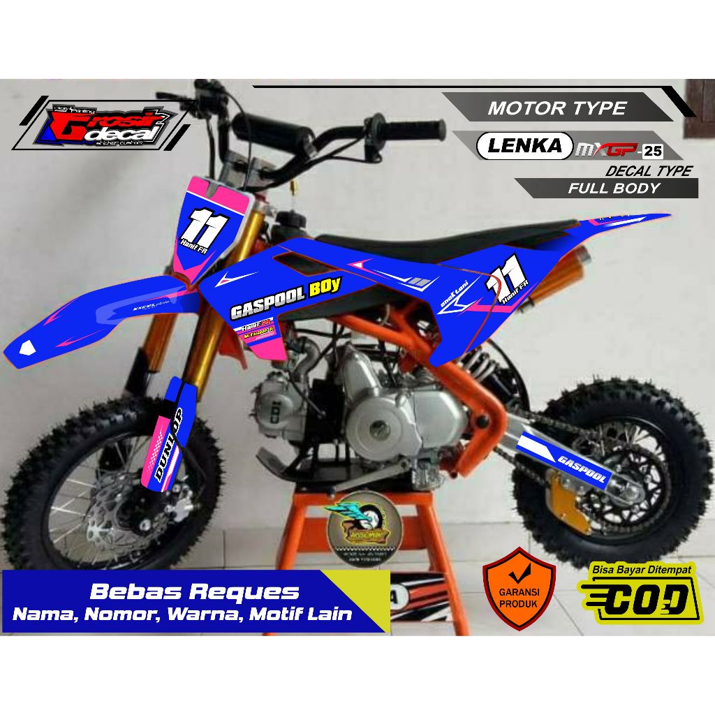 Decal Sticker Trail Mini LENKA 110cc / CRZ 110cc / ZUUMAV 110cc / MINI MOTOR 110cc / TAO MOTOR 110cc