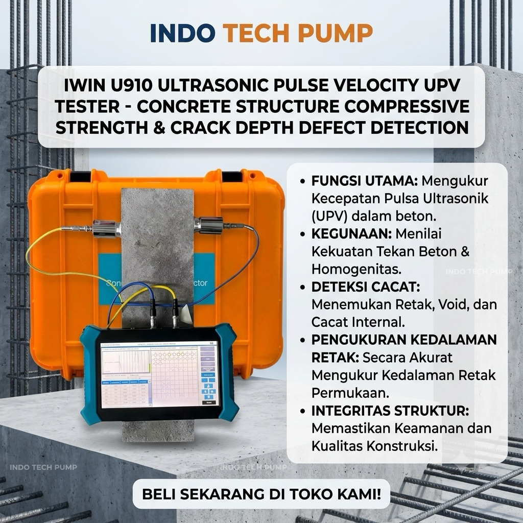 Ultrasonic Pulse Velocity UPV Tester Concrete Structure Compressive Strength Crack IWIN U910 Depth D