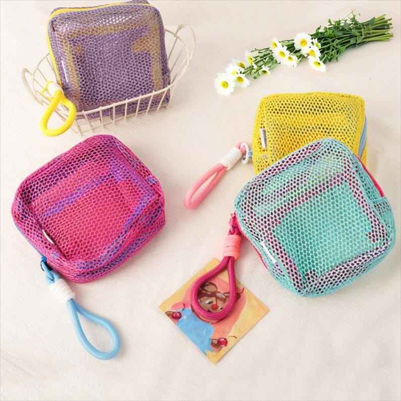 •ILUVBRA•PC2221 Dompet Jaring Mini Serbaguna Pouch Kosmetik Transparan Lucu Tempat Koin Portabel