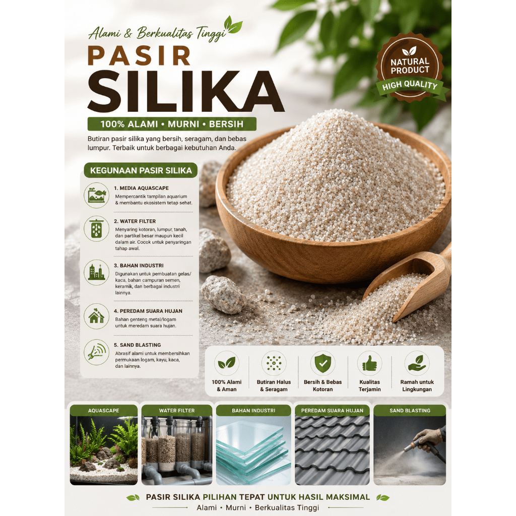 Pasir Silika / Pasir Silica / Pasir Kuarsa / Silica Sand 1KG / Pasir halus/media filter