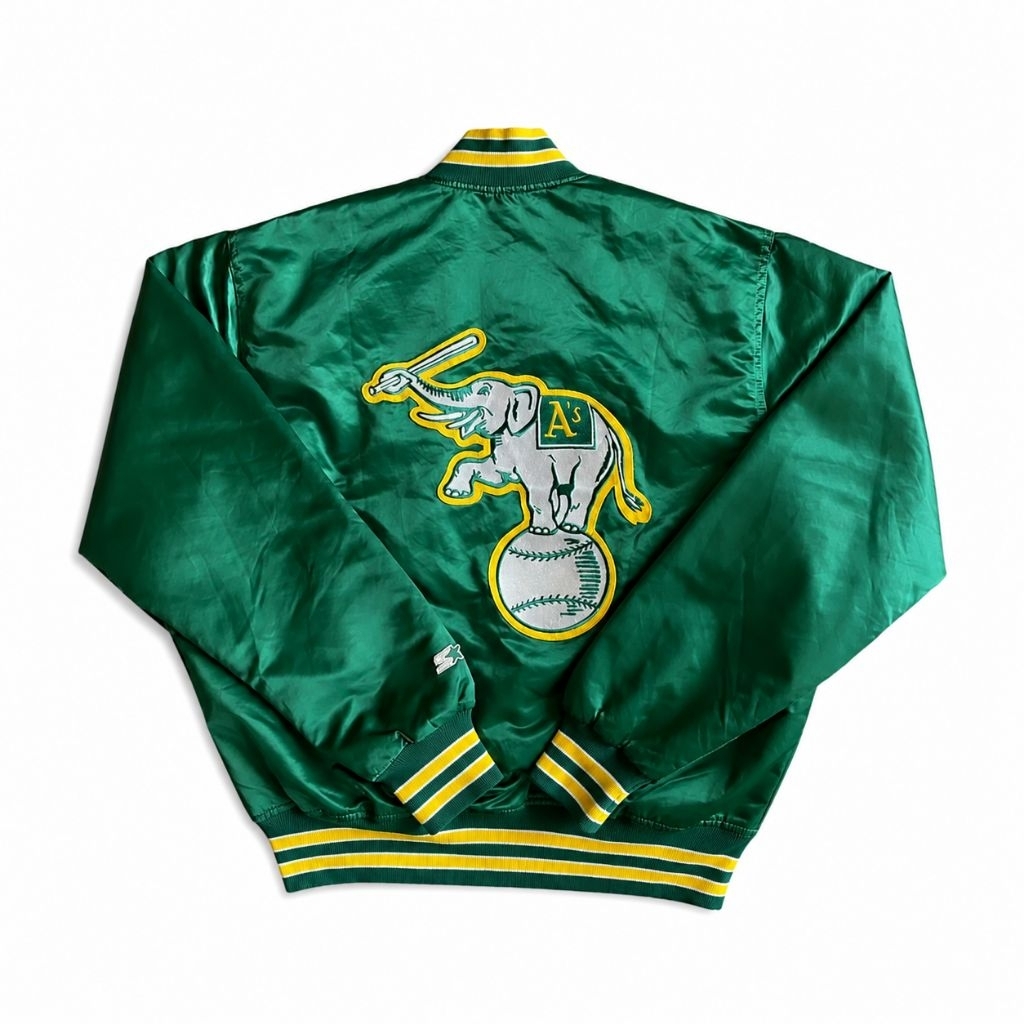 Varsity Vintage Oakland Athletics Starter Jacket Original MLB Satin Green Big Logo 90s