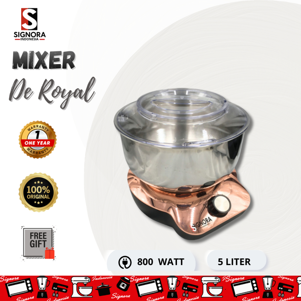 Mixer De Royal Signora 800W Stand Mixer 5L | Mixer Roti & Cake | 6 Kecepatan