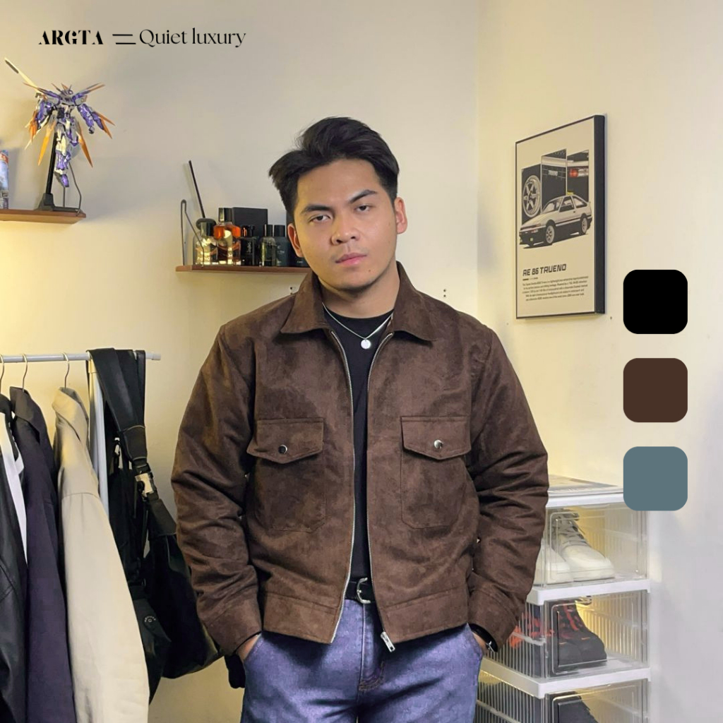 ARGTA - Ducal Jacket Suede Boxy Fit Zipper YKK
