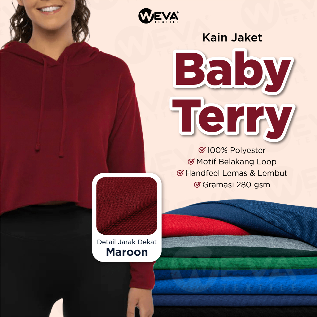 BABY TERRY Bahan Kain Baby Terry Kain Jaket Hoodie Sweater 280 gsm