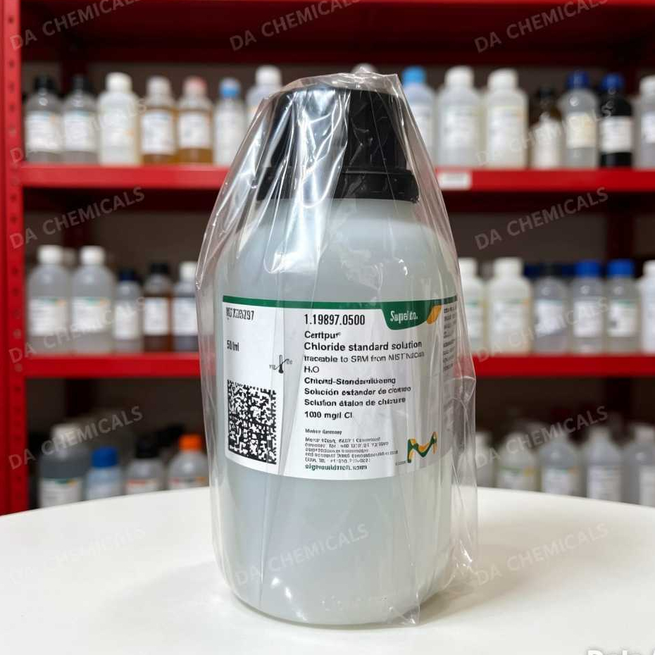 Chloride Standard Solution SRM dari NIST NaCl dalam H2O 1000 mg/l Cl Certipur MERCK 1.19897.0500 MER