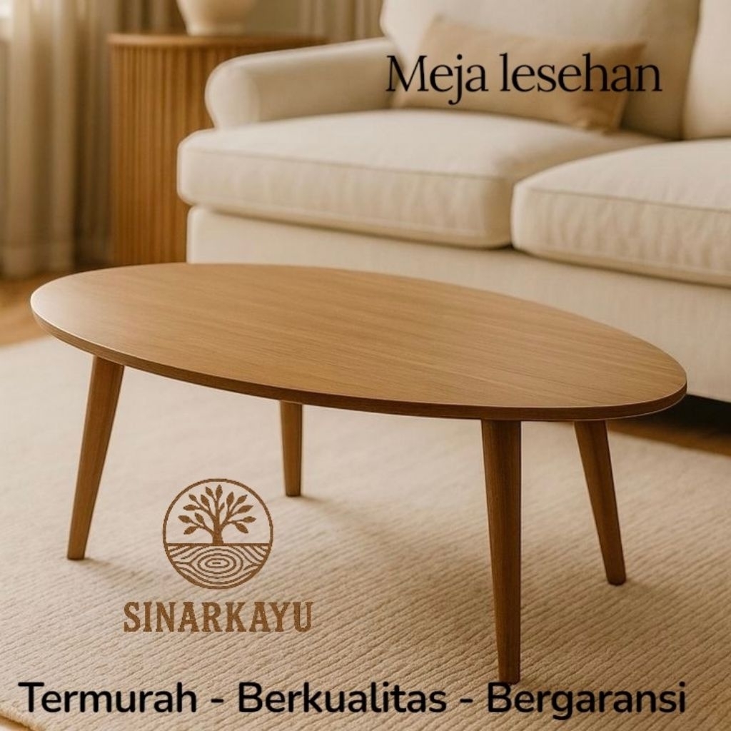 Meja Lesehan Meja Oval kayu minimalis meja cafe meja ultifungsi