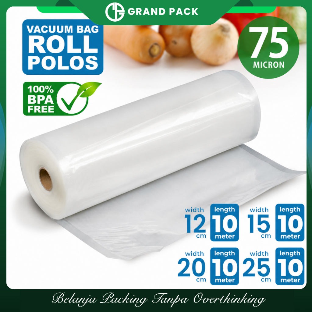 Vacuum POLOS ROLL 10 meter Plastik Vakum Makanan Vacum Bag Sealer  - Delkochoice