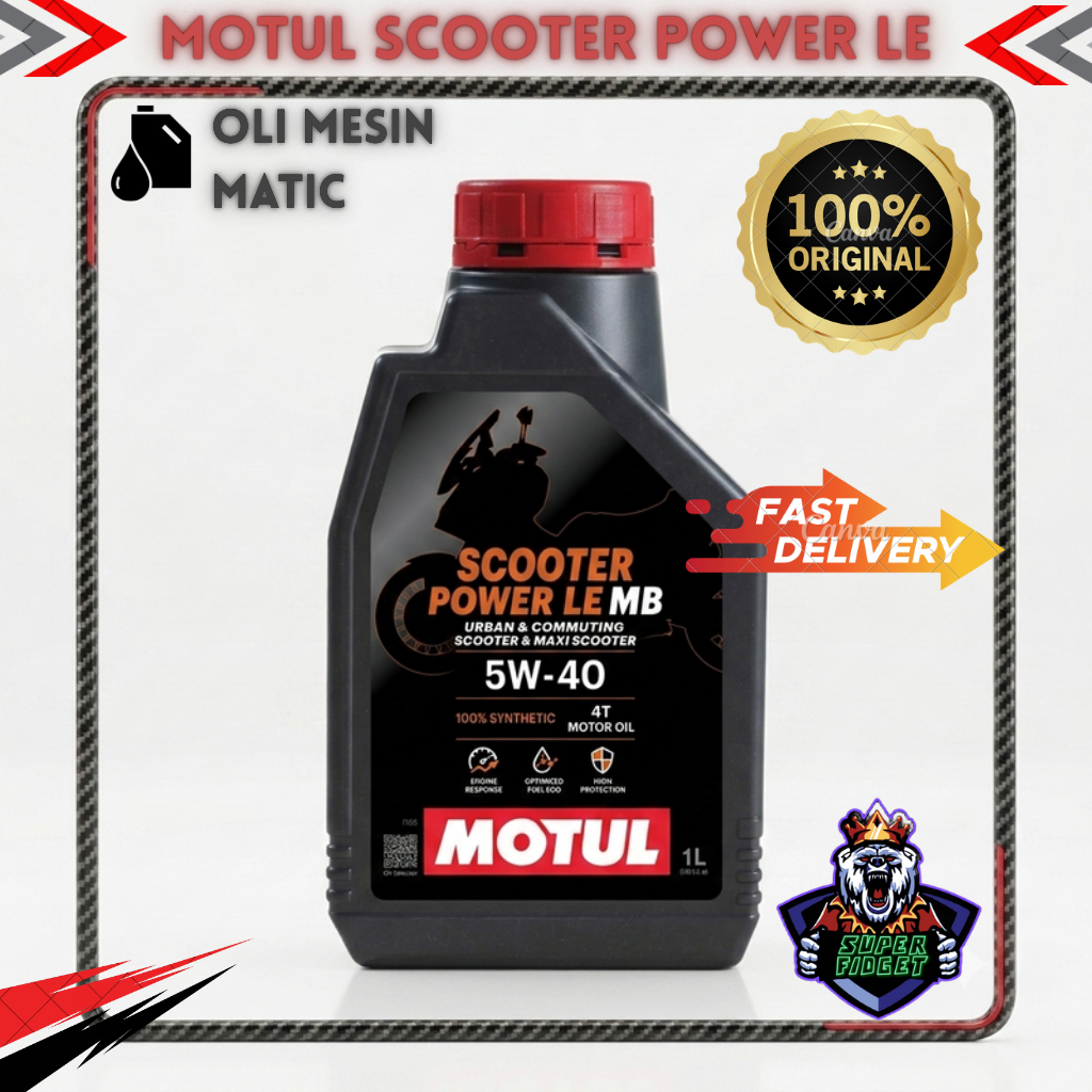 Oli Mesin Sintetik 5W40 untuk Skuter Matic, Pelumas Skuter Performa Tinggi, 1 Liter