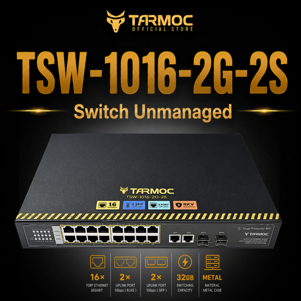 Tarmoc TSW-1016-2G-2S Gigabit 1U Switch Unmanage 16 port Metal Case
