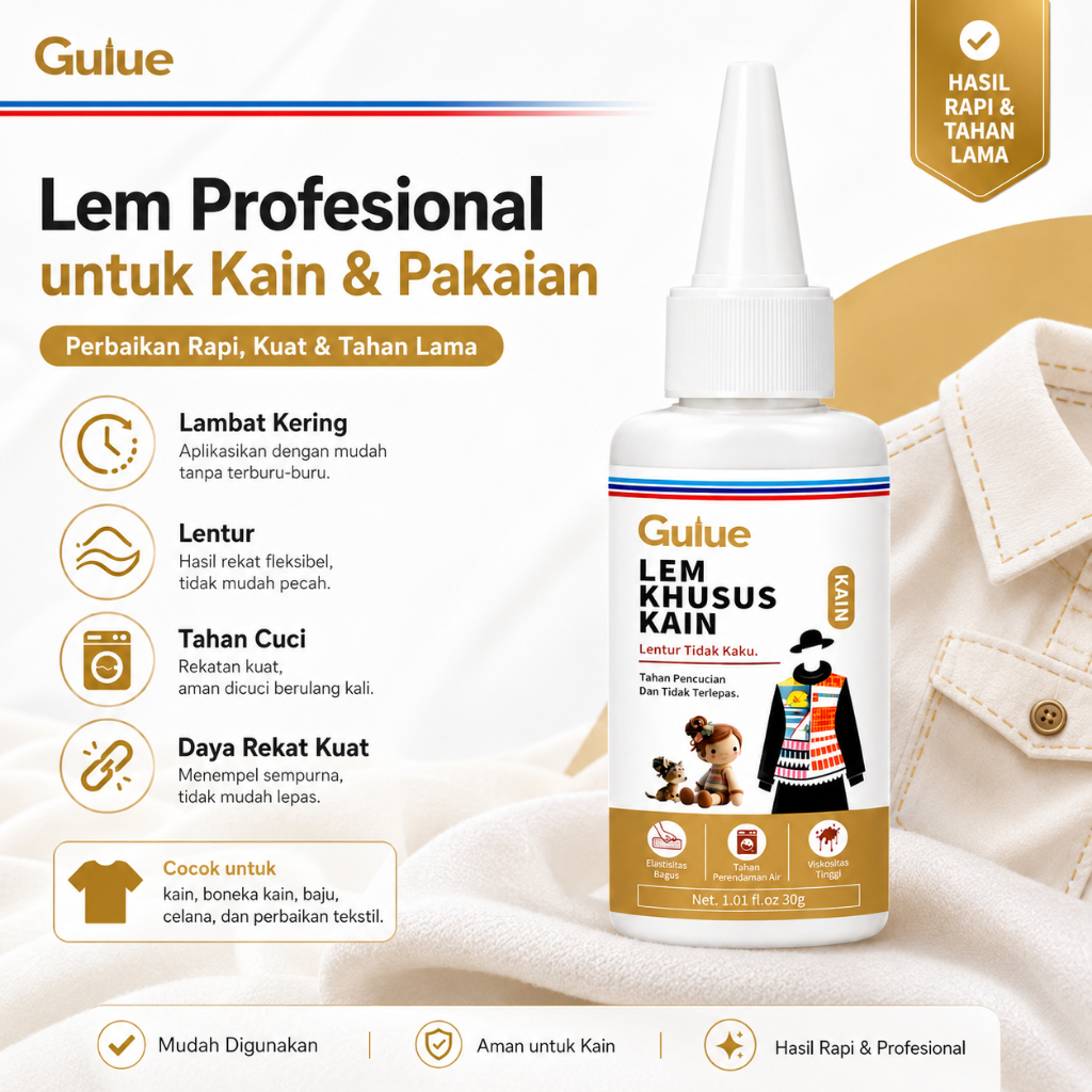 Lem Kain Serbaguna 30g Lem Reparasi Baju Celana Boneka Kain Kuat