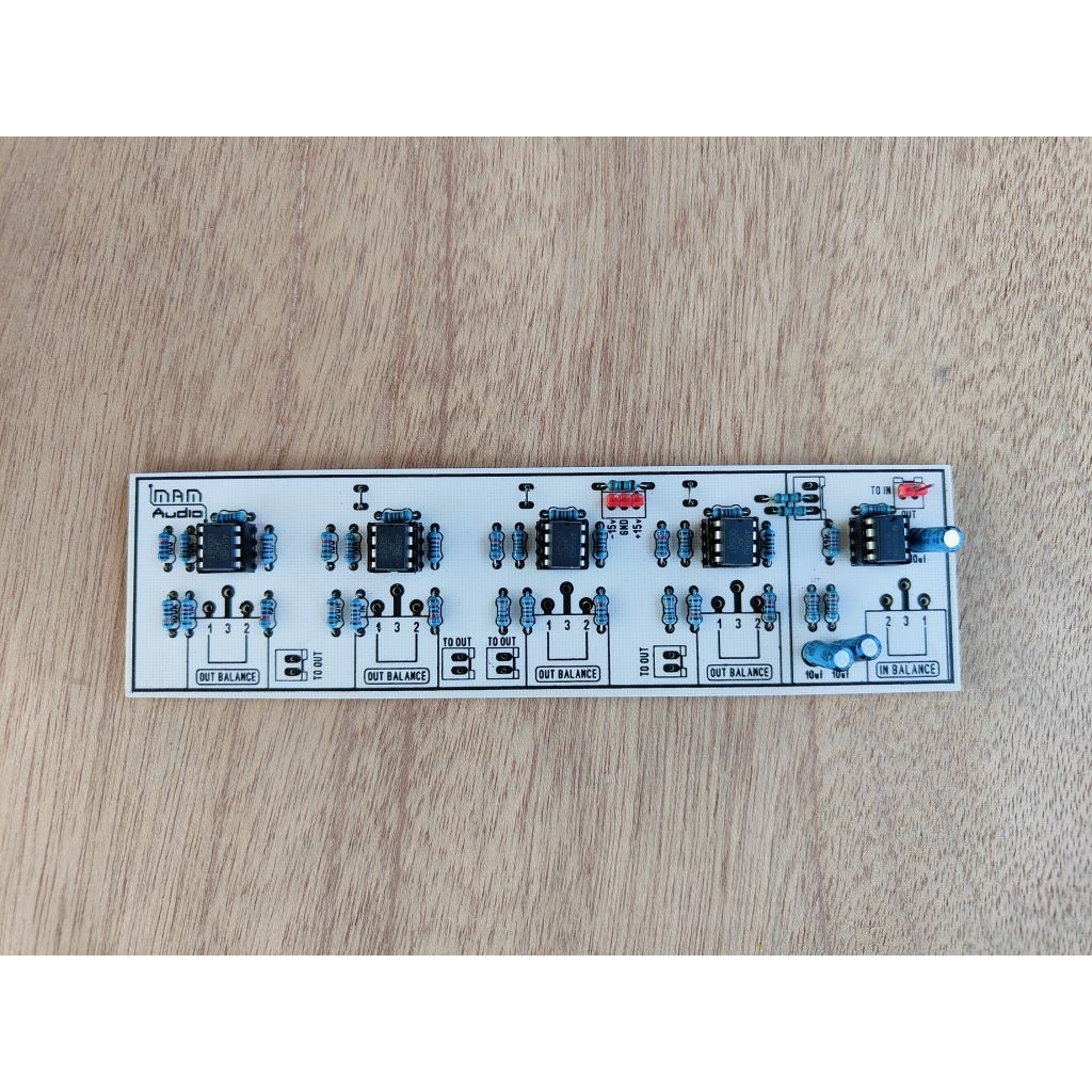Pcb output balance 4 way 1 input tanpa soket canon xlr