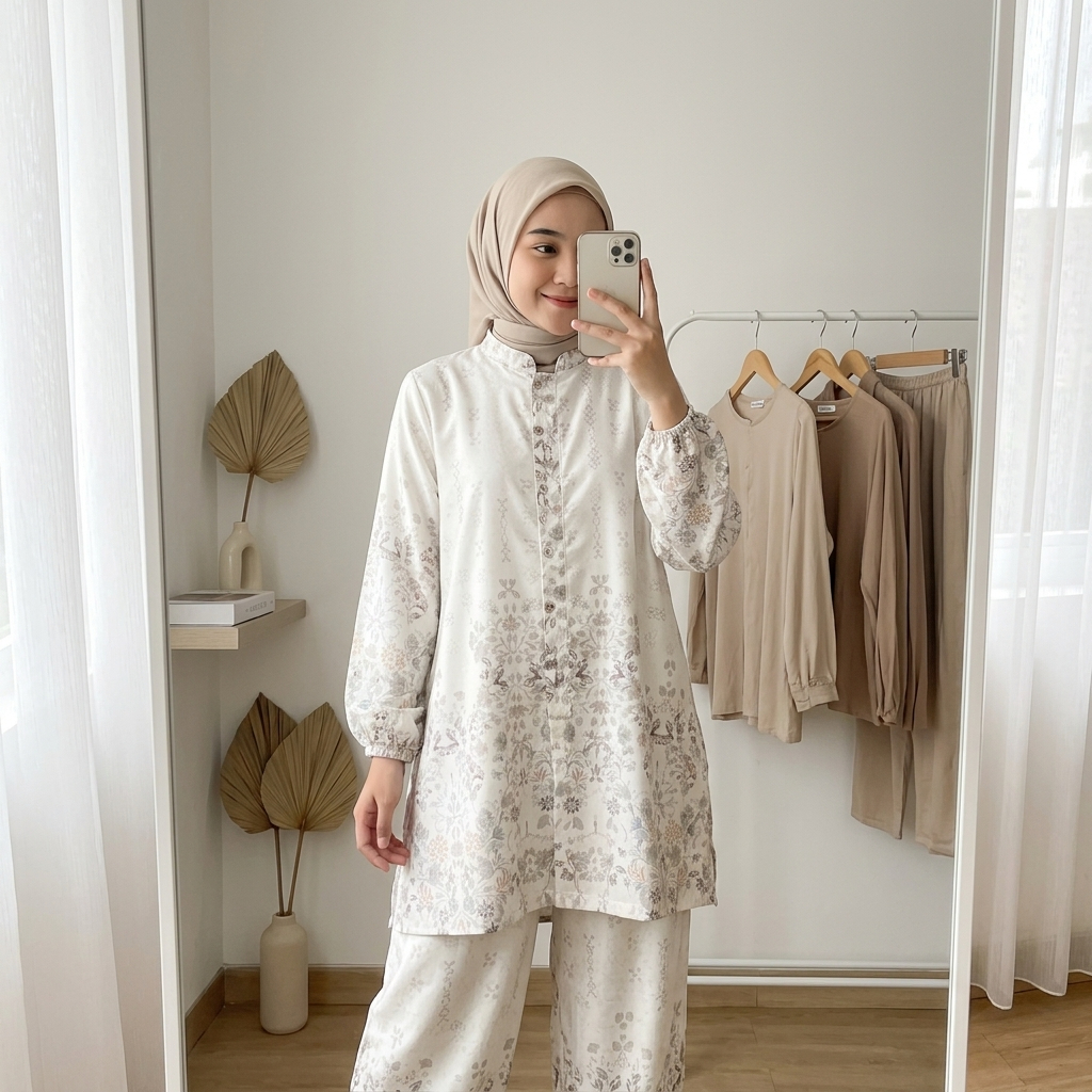 Setelan Tunik Kulot Nadia One Set Wanita Muslimah Elegan Terbaru
