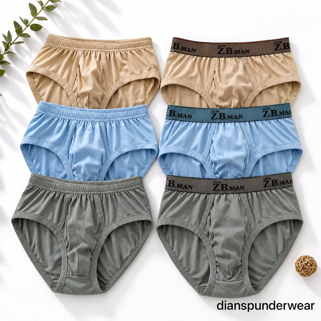 6pc ) CD ZB Man Boxer | Celana Dalam Pria ZB-Man Karet Boxer | CD Pria Jumbo