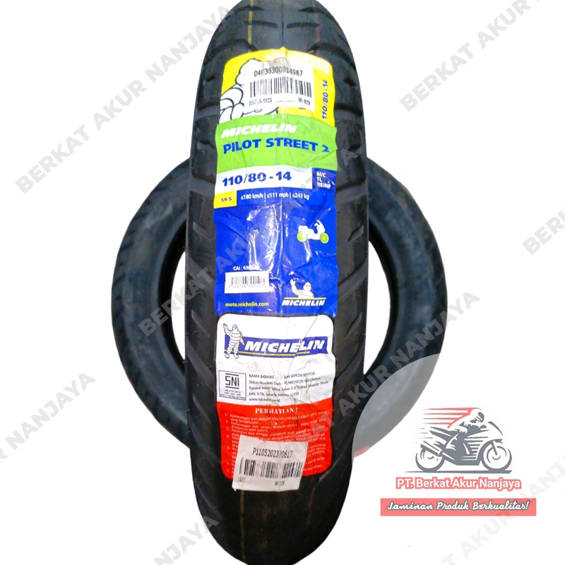 Ban Michelin Pilot Street 2 110/80-14 Ban PCX 150 Ban depan Aerox Tubeless Gratis Pentil