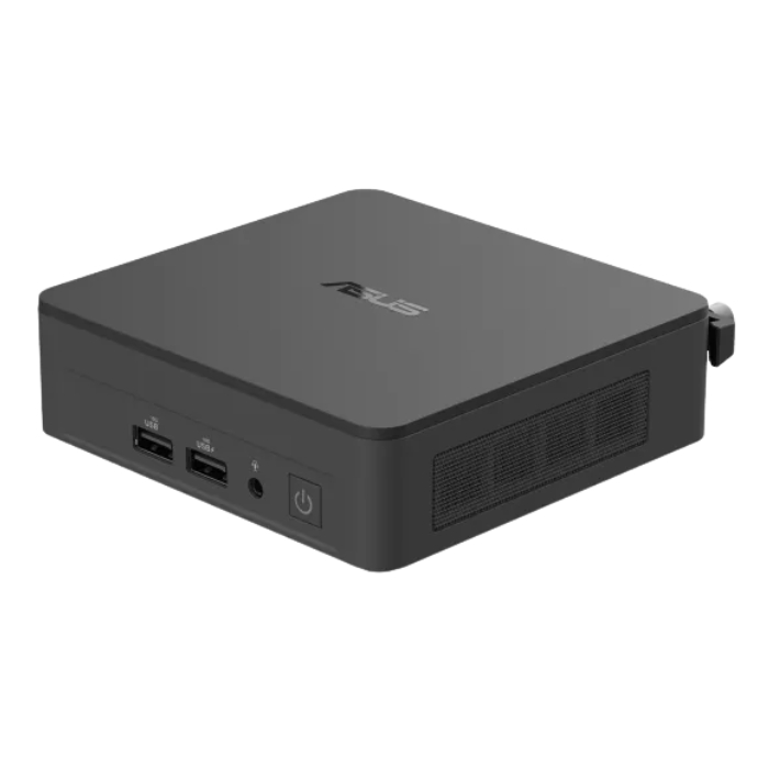 Asus Mini PC Hitam Dengan Port USB, HDMI, Jack Audio, Dan Ventilasi