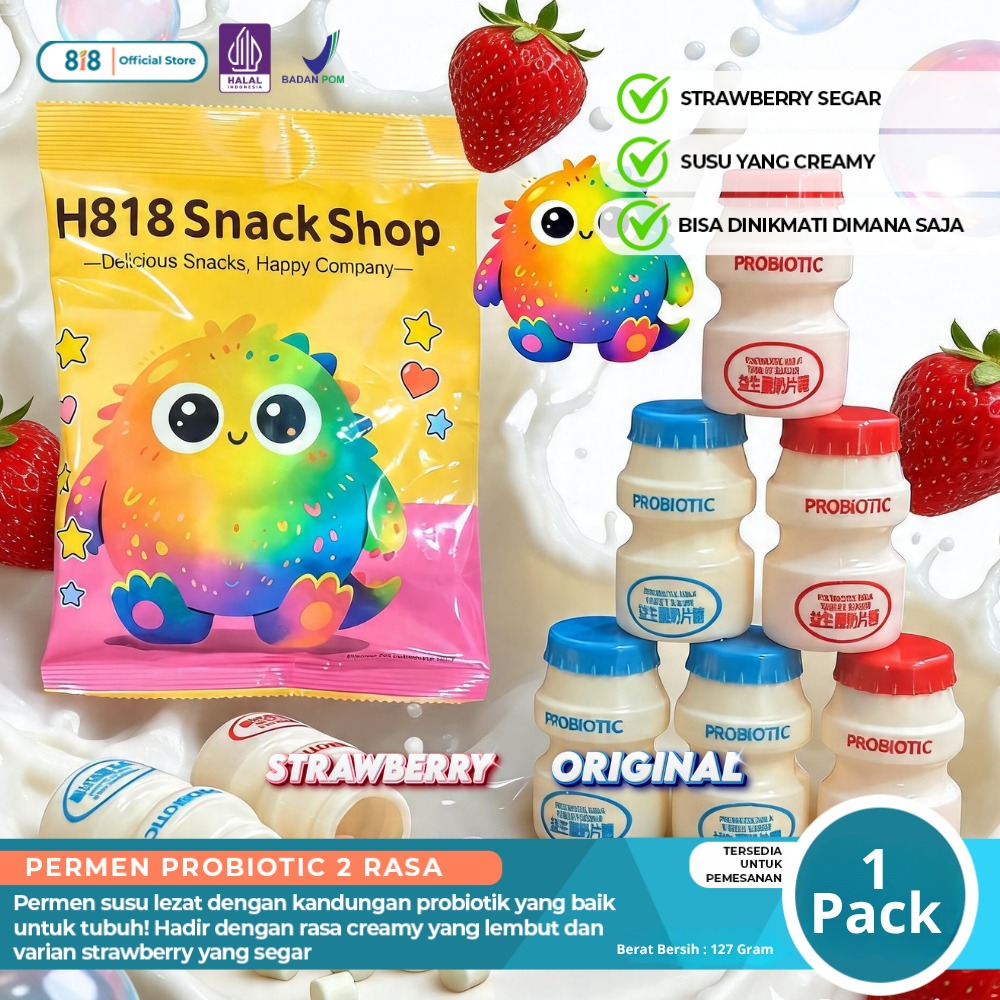 [BPOM & HALAL] Permen Susu Probiotik Premium Rasa Strawberry, Tekstur Lembut & Creamy untuk Camilan 