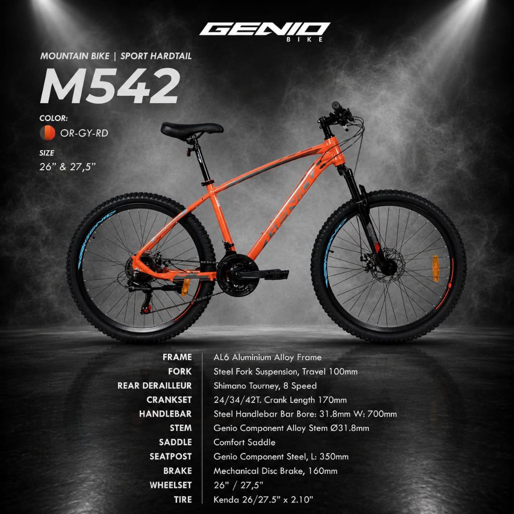 SEPEDA GUNUNG MTB 27.5 INCH GENIO M542 24 SPEED FRAME ALLOY