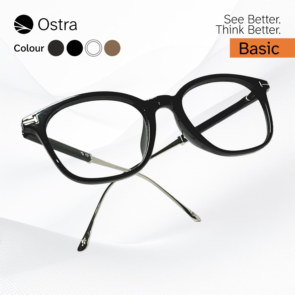 Solrae - Ostra | Kacamata Optik Minimalis Square Unisex ( Minus / Silinder )