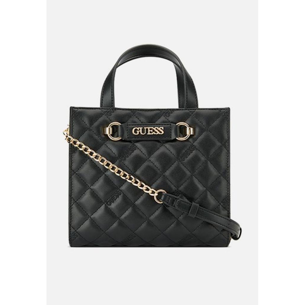GUESS Womens Fiddlewood Mini Tote Handbag Black Preloved