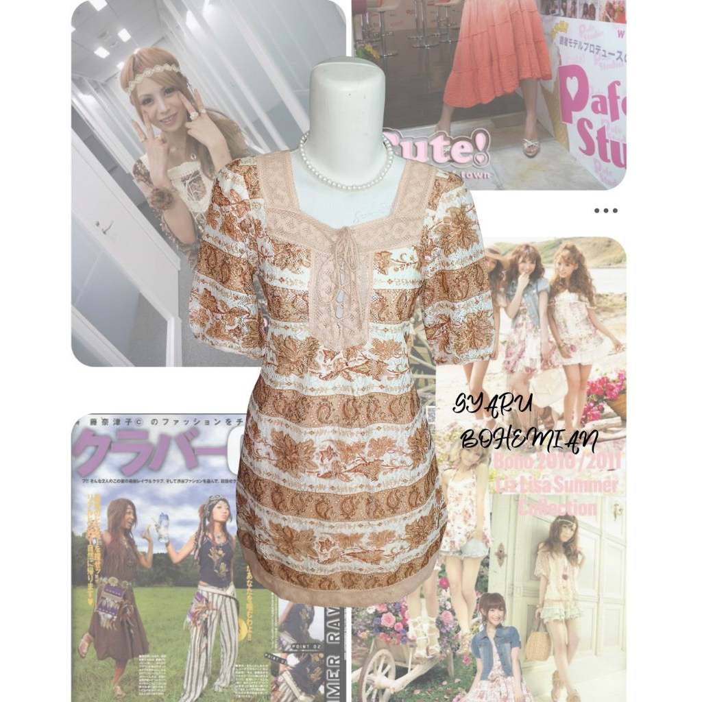 gyaru bohemian dress / bohemian dress / gyaru dress / bohemian top