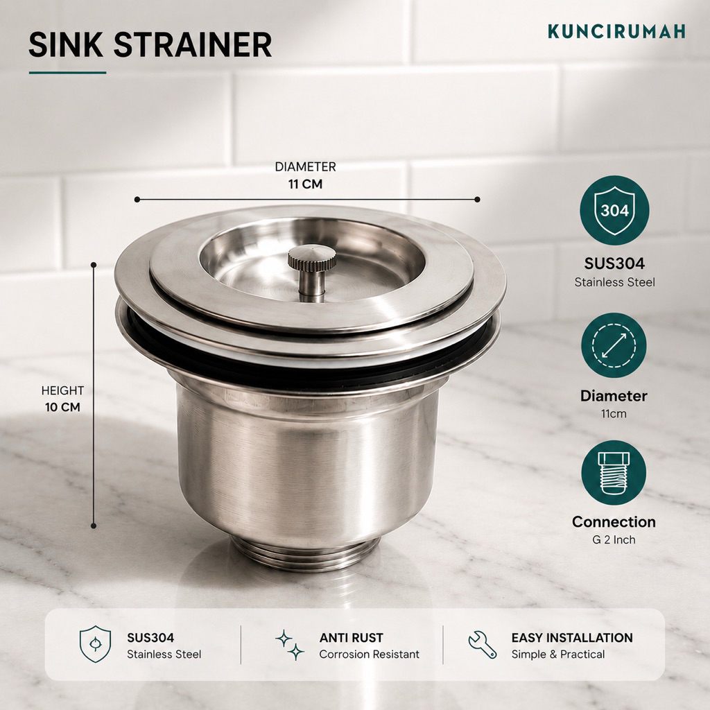 Avur Bak Cuci Jumbo Saringan Lubang Pembuang Kitchen Sink SUS 304