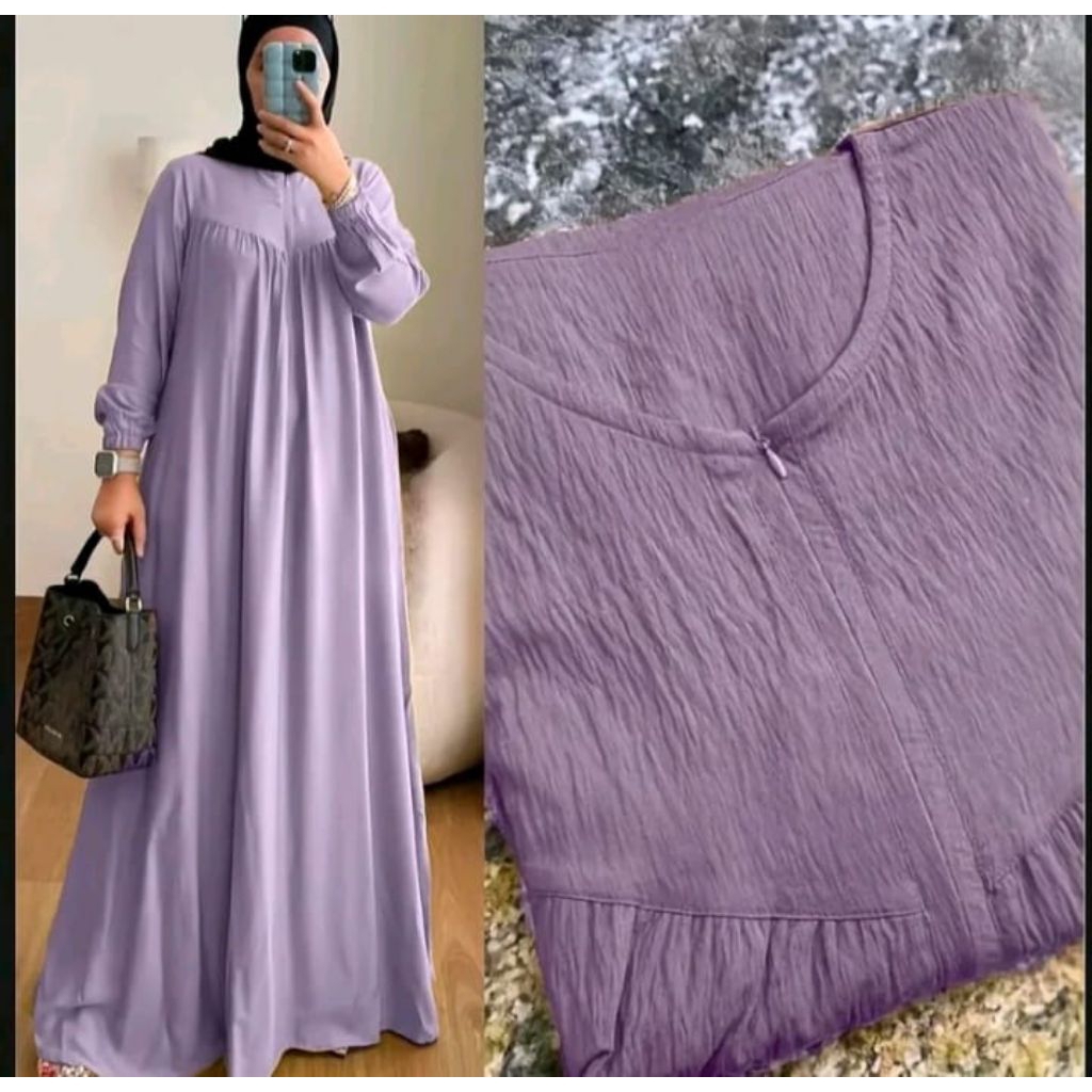 Raya Gamis Crinkle Premium Lengan Panjang