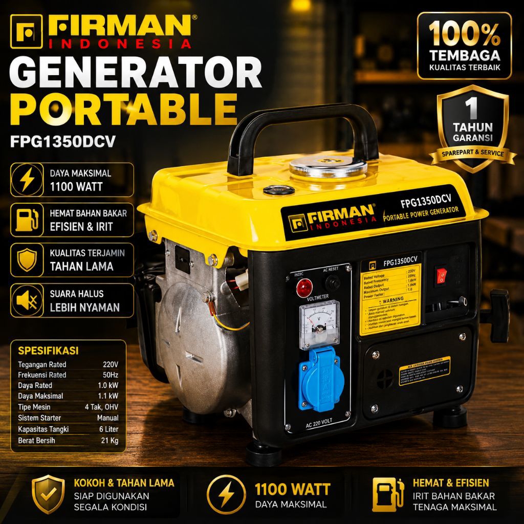 Genset Firman 800Watt FPG1350-DCV-F1 kuning