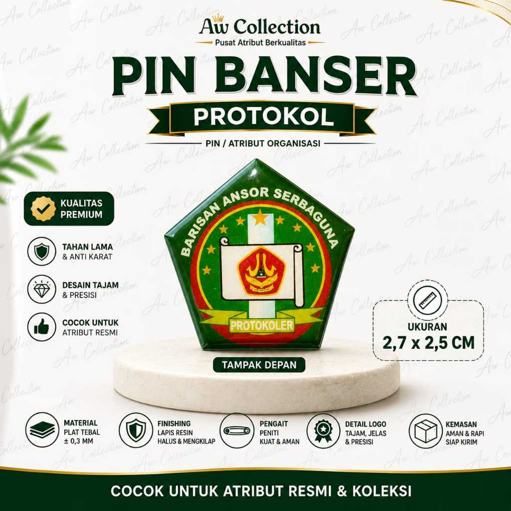 Pin Banser Protokol NU | Lencana Atribut Banser Premium Berkualitas
