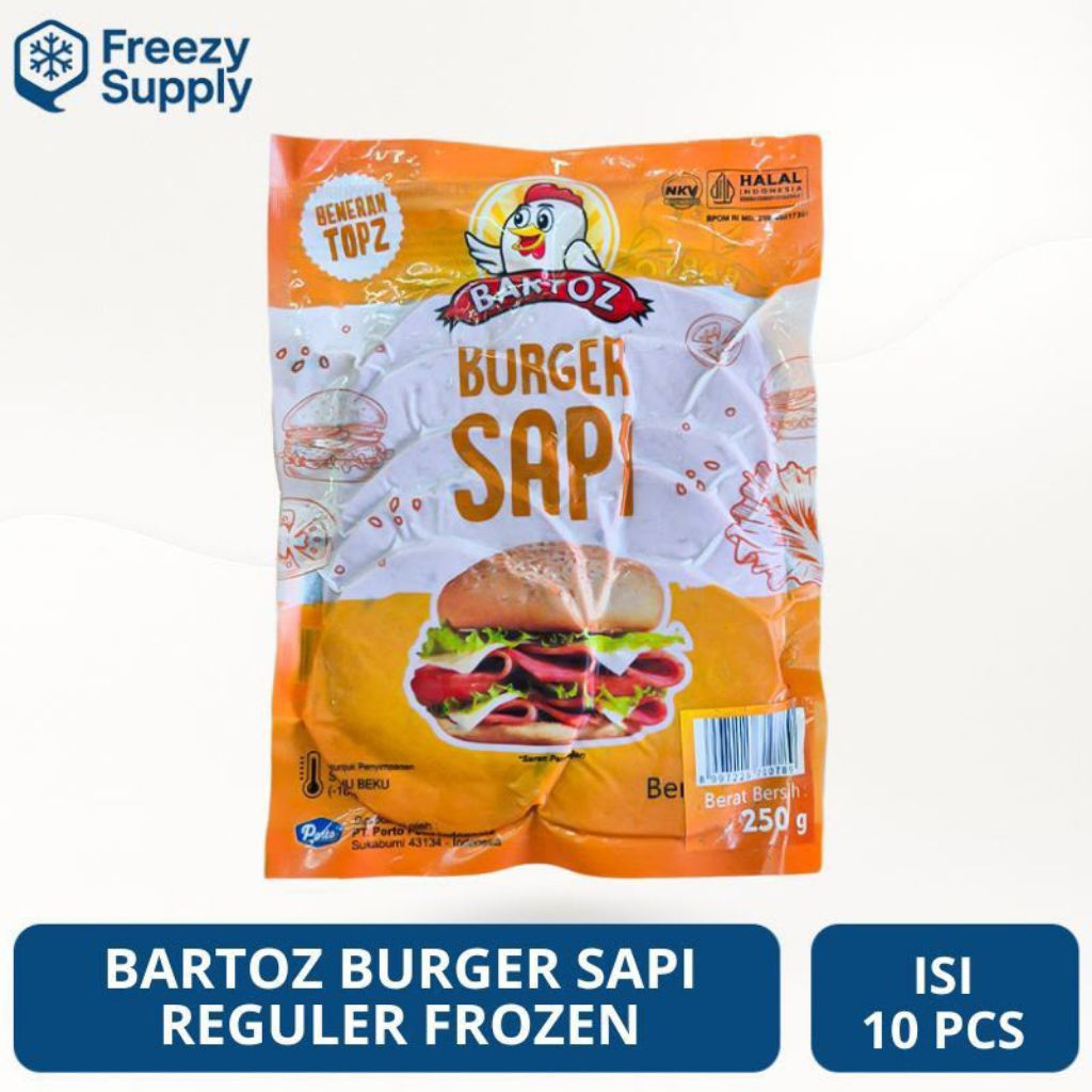 Bartoz Burger Sapi 10pcs - 250gr - Daging Sapi Pilihan, Praktis