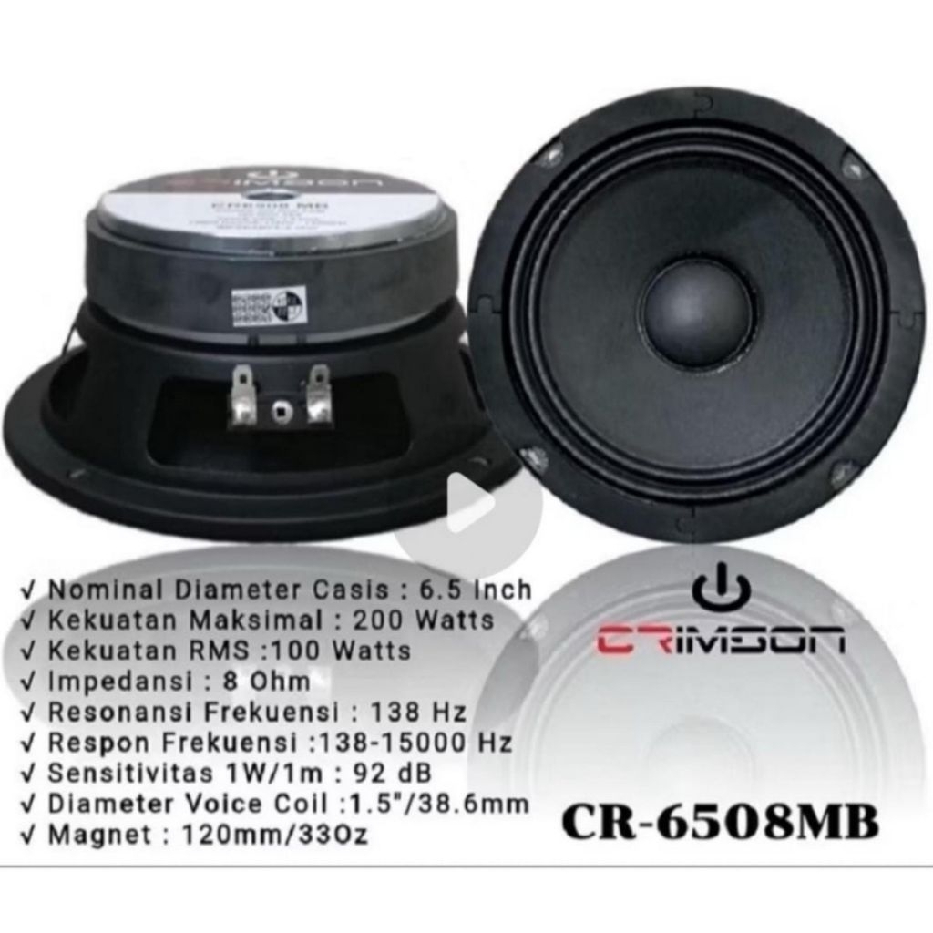 KOMPONEN SPEAKER CRIMSON CR 6508MB SPEAKER 6 INCH CRIMSON CR 6508MB