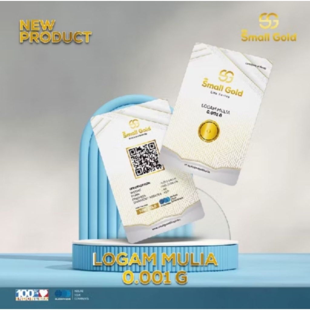 Emas 0.001 Gram - Laminating, Warna Small Gold, Sertifikat Asli