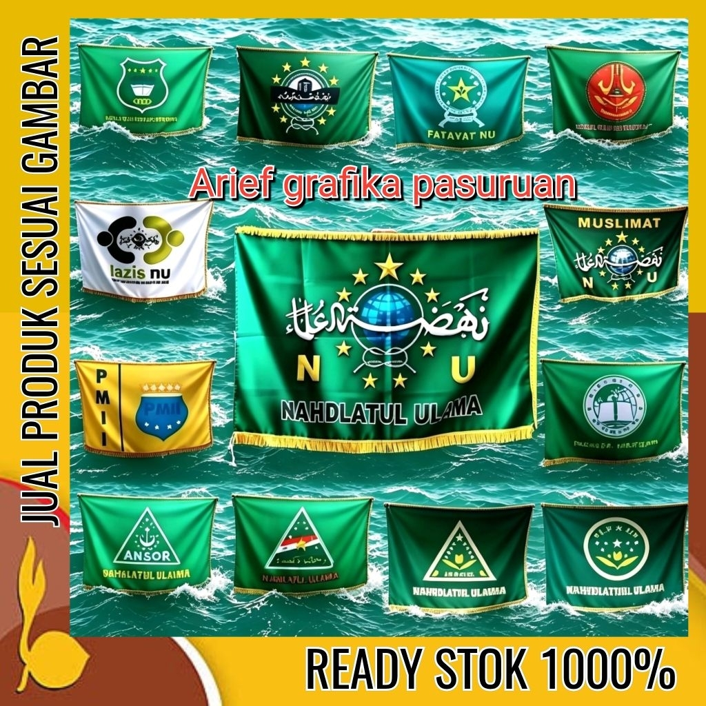 bendera muslimat fatayat NU rijalul ansor ishari jatman lazisnu pmii ipnu