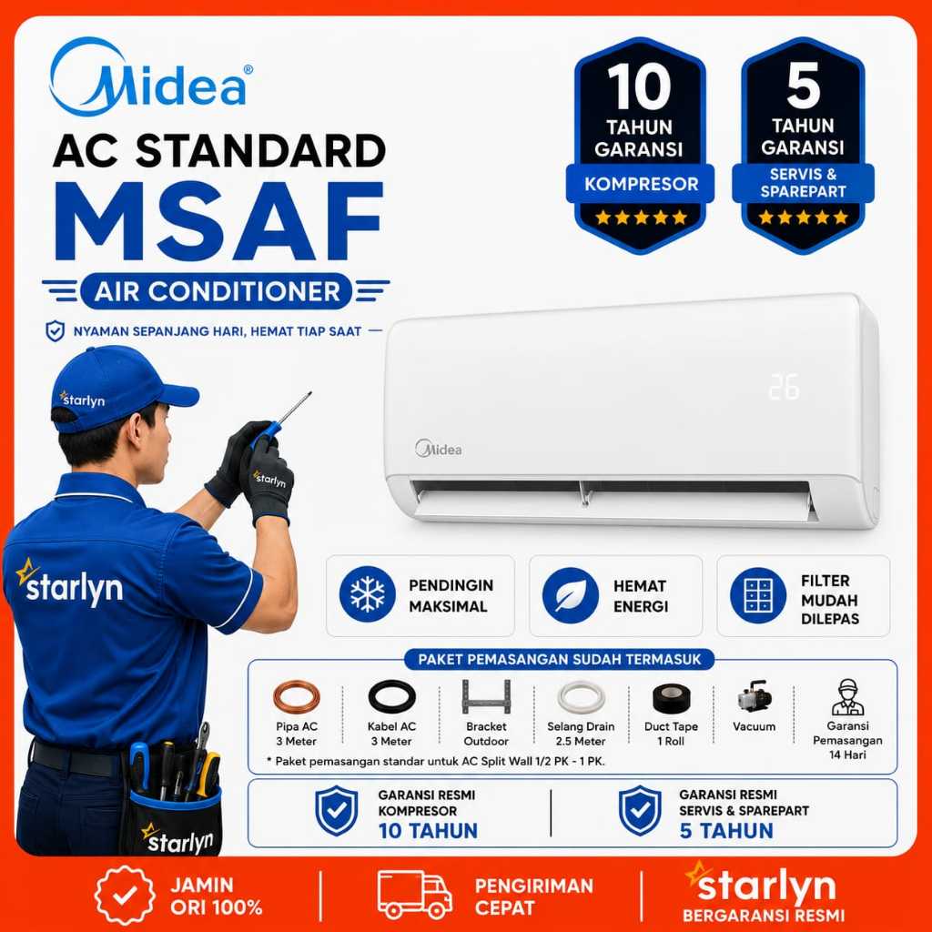 Midea 2PK AC Split Air Conditioner Standard Prime Guard MSFQ-18CRN8-ID