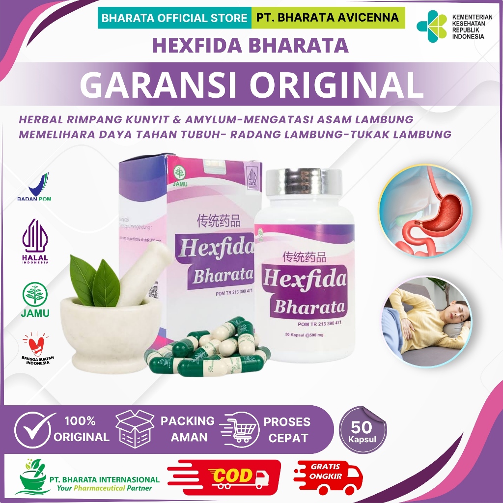 HEXFIDA BHARATA Garansi Original Obat Herbal Perkuat Daya Tahan Tubuh 50 Kapsul BPOM